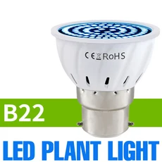 E27/E26 LED 식물 성장등 GU10 풀 스펙트럼 식물 램프 E14 실내 화분 꽃 재배용 전구 MR16 AC220V 5W 7W 9W, 06 B22 Ice Blue, 03 5W 48leds