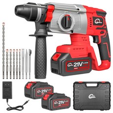 YUON 독일기술 고출력 함마 드릴 전동 해머 임팩 무선 충전 뿌레카 앙카 파괴 로타리 파쇄기, 고급형 함마드릴+배터리2개, 1세트