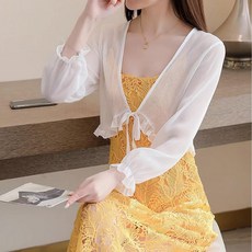 프릴 여름 가디건 긴소매 코트 원피스 여성 자켓 ino*0263Zf