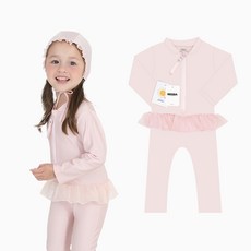 베이비솔 쉬폰발레 여아 수영복 프릴 래쉬가드 상하세트 3세~5세 자외선차단