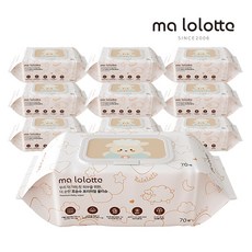 마롤로뜨 프리미엄 두꺼운 아기물티슈 73gsm 캡형 도톰한 엠보싱 유아 신생아, 10개, 70매, 73g