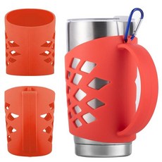 아마존평점4.5+ 미국출고 150337 591.5ml(20온스) 스테인리스 스틸 텀블러용 미끄럼 방지 실리콘 슬리브 - 3mm 두께의 및 7.5mm 그립 Yeti Hydro, Red