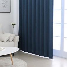 POGnAn Dressy 遮光窗簾 掛鉤式, 藍色