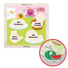 핑크퐁 꼭지 퍼즐 과일 P398 원목 놀이 우드 완구 유치원 어린이 장난감, 4피스, 1개