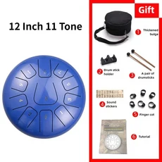 12인치 텅 드럼 요가 명상 전문가용 성인 초보자 탬버린 휴대용 11톤 타악기, 05 Dark Blue