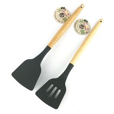 米諾諾不沾鍋櫸木矽膠鍋鏟, 1個, 瀝油鍋鏟(有洞)