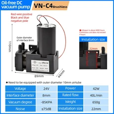 12 v 24v DC 42w 작은 피스톤 진공 펌프 브러시리스 모터 VN-C4, 01 VN-C4-24V-Brushless
