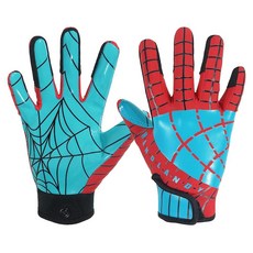 스포츠 장갑 트레이닝 풋볼 유소년 축구 글러브 키즈 리시버 소년 소녀 타의 추종을 불허하는 그립 훌륭한 선물, Youth XL&Adult S, Sky Blue and Red, 스카이 블루 및 레드