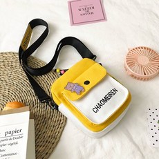 초등학생 핸드폰 가방 주니어 선물 보조 남아 휴대폰 작은 여아, 노란색 배지 보내기