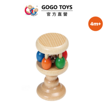 GOGO TOYS 原木色手搖鈴 #20482 適合4個月以上寶寶, 原木色, 藍色, 橘色, 紅色, 綠色, 1套