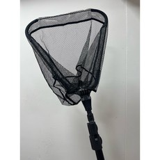 LUREER 三節伸縮折疊撈網 115公分伸縮漁網 黑色折疊撈網, 黑色出清（無膠布網全長110公分）