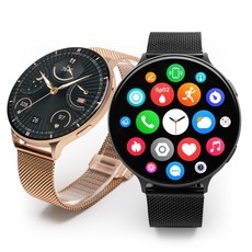 FANGU 梵固 GPX1智慧手錶 - 時尚金屬錶帶，健康監測，運動紀錄, 商務黑L, 1.75吋, 藍牙