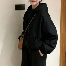 여성 짧은 도톰 패션 후드 재킷 루즈핏 데일리 캐주얼 따뜻한 재킷 슬림소녀
