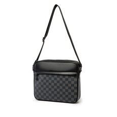 starbuysell TW 編織紋商務單肩包 男斜挎包 休閒橫款小背包 郵差包 時尚肩背包 男包, 方格肩背包-3932