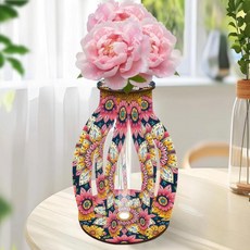 페인팅 세트와 만다라 테마가 수제 나무 꽃병 입체적인 장식 테이블탑 특징, 1개, 2. HP004