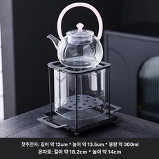 티포트 내열유리 티팟 다관 차주전자 티머그 차포트, 1개, 1ml, 사각화염스토브+분말주전자