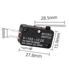 V 152 1C25 SPDT 1NO 핀 Breve Rettilineo Cerniera Leva Limit 마이크로 인터럽터