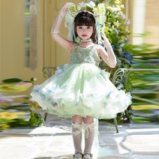 女童花朵蓬蓬裙 洛麗塔風連衣裙 綠野仙蹤主題生日禮服
