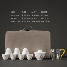 七碗茶詩茶具套裝 手繪花卉 蓋碗 公道杯 品茗杯, 商品主圖, 1個