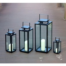 야외 카페 꽂이 캔들 향초 촛대 결혼식 랜턴 케이스 소형 LED 촛불 포함 (5x7cm), 소형(길이 12x너비 11x높이 25cm)