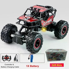 입문용rc카 몬스터트럭rc카 무선조종 자동차 고속 오프로드 선물, Red 1 Battery Box