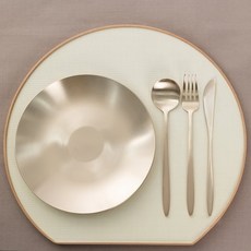 놋결 방짜유기 놋그릇 1인 브런치 세트 (원형접시 중+양식기) 각인+양식기포장, 유기, 1세트, 원형접시(중)_수저_나이프_포크