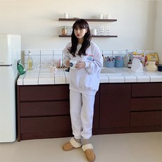 圓領長袖運動刷絨上下套裝