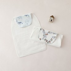 嬰兒A類紗布吸汗巾 兒童幼兒園墊背巾 男女寶寶隔汗巾, 鯨遊花夢紗布吸汗巾L（2條裝）, 1個