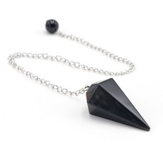펜듈럼 플루라이트 천연석 목걸이 팔찌 남자 여자 팬듈럼 진자 추 봉 수맥 탐지 탐지기 수정 원석 스톤 비즈, 검은결, 1개