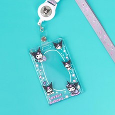 산리오 캐릭터 클리어 포카홀더 사원증 카드 목걸이 릴홀더 스트랩