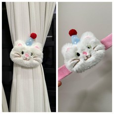 커튼끈 귀여운 캐릭터 라부부 인형 커튼타이 블라인드끈 스트랩 거실 침실 수납용 방커튼 묶기, 1개, 37. 캣 (단품)