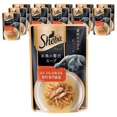 쉬바 1세 이상 고양이 수제 수프 간식, 혼합맛(참치/닭가슴살), 40g, 12개