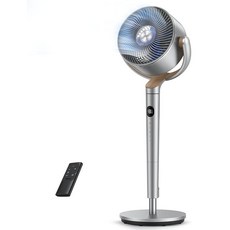 DREO 침실용 팬 120°+120° 전방향 진동 27.4m(90피트) DC 모터 20dB 조용한 스탠딩 받침대 8가지 속도 리모컨이 있는 3가지 모드 순환기 88, Light silver