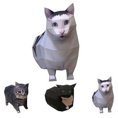[루베이/종이공예] DIY 3D 밈 캣 종이접기 세트 웃긴표정 입체이장식 강력 내구성, C, 1개