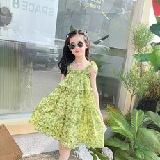 DFMEI 夏季女童沙灘吊帶連衣裙兒童洋氣時尚裙小女孩碎花裙子穿搭