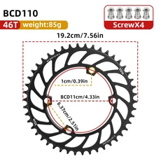 자전거정비PASS QUEST 초경량 좁은 와이드 체인링 SRAM 에이펙스 4 클로 110BCD 라운드 로드 바이크 36-52T, 05 46T