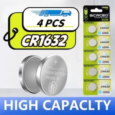시계 자동차 열쇠용 단추 코인 셀, 2. (SCRCEO)CR1632 4PCS