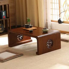 테이블 일본식 찻상 좌탁 원목 다과상 식사 다도 거실, (연꽃)호두색 70x45x30 완성, 1개