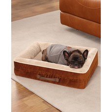 아마존평점4.5+ 미국출고 152403 Upvilla 정형외과 강아지 침대 4면 쿠션 계란 모양 폼 소파 방수 탈착식 커버 미끄럼 방지 베이스가 있는 반려동물 소파 XL, 브라운