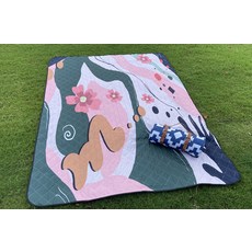 加厚戶外防潮墊 戶外用品野營墊野餐墊子沙灘防水不粘草, 清新花卉1.5×2米---春亞紡 90g針刺棉 90g鋁箔