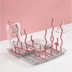 바로바잉 케이스가 달린 휴대용 젖병 건조대, 핑크, 단품