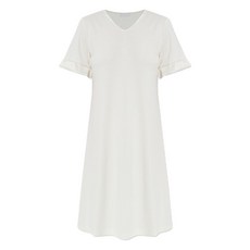 한로 V넥 러플 소매 시프트 드레스