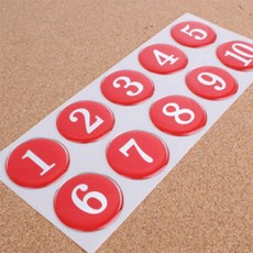 투행 원형 에폭시 번호판 사물함넘버링, 빨강