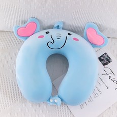 귀여운 동물 목쿠션 메모리폼 베개 얼굴 구멍 U자형, 4. 코끼리