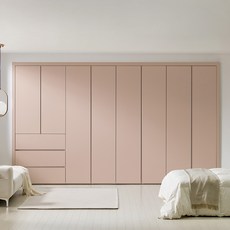 [보루네오] 붙박이장 슬라이딩 여닫이 안방 거실 스타일러 슬라이드 미닫이 8자 9자 10자 11자 12자 13자, 05.네오3단서랍여닫이-코랄핑크 30cm