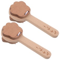 2Pcs 긴 손잡이 발 모양의 나무 캐스터네츠 감각 위한 단단한 타악기 파티 선물