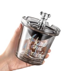 鹿頭造型玻璃菸灰缸 時尚桌面裝飾品, 透彩小熊, 1個