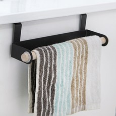 우드봉 주방걸이 행주 키친타올 수건 다용도 걸이, 블랙 우드봉, 1개