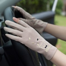 新夏季女防曬手套薄款純棉開車防滑露指兩指半指觸屏短款可愛透氣