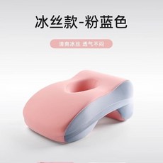 全店精選 桌麵午睡枕頭 可折疊趴睡學生成人夏季午休睡覺神器辦公室桌上, 夏涼冰絲-粉藍色【記憶棉*透氣不壓手】